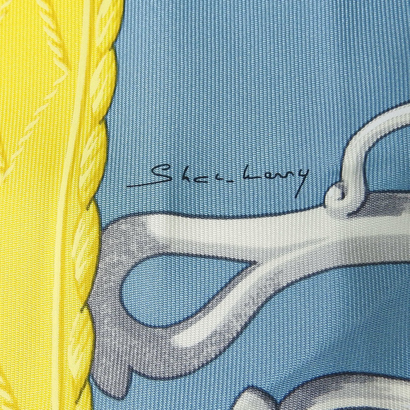 HERMES Authentic Blue Silk Scarf - Picture 4 of 11